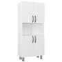 Hanah Home William - White Mueble de Baño Blanco 59.5 cm Ancho x 140.3 cm Alto x 29.5 cm Profundo Fabricado en Tablero de Partículas Recubierto de Melamina